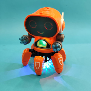 ربات کنترلی شش پا موزیکال و رقصنده نارنجی Dancing ROBOT on remote control RC music light orange -اسباب بازی